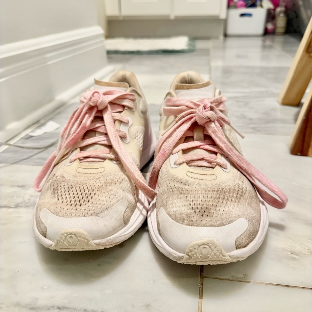 Lululemon Athletica Cream and Pink Sneakers